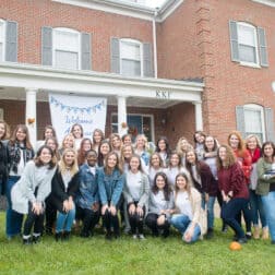 Alumni and friends gather in the tent near Chestnut Street for Celebration on Chestnut Street, celebrating Greek organizations at Washington & Jefferson College October 13, 2018.