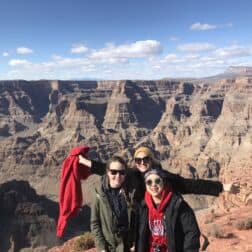 Three W&J students pose at the Grand Canyon during a spring break trip.