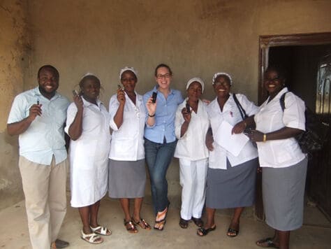Andrea Fletcher with medical staff in Nigeria