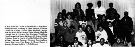 A 1992 yearbook photo shows members of the re-instituted Black Student Union.