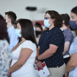 Oliver Kilgore, a first-year business student at Washington and Jefferson College, stands at matriculation.