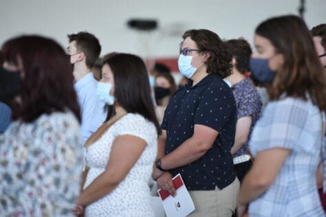 Oliver Kilgore, a first-year business student at Washington and Jefferson College, stands at matriculation.