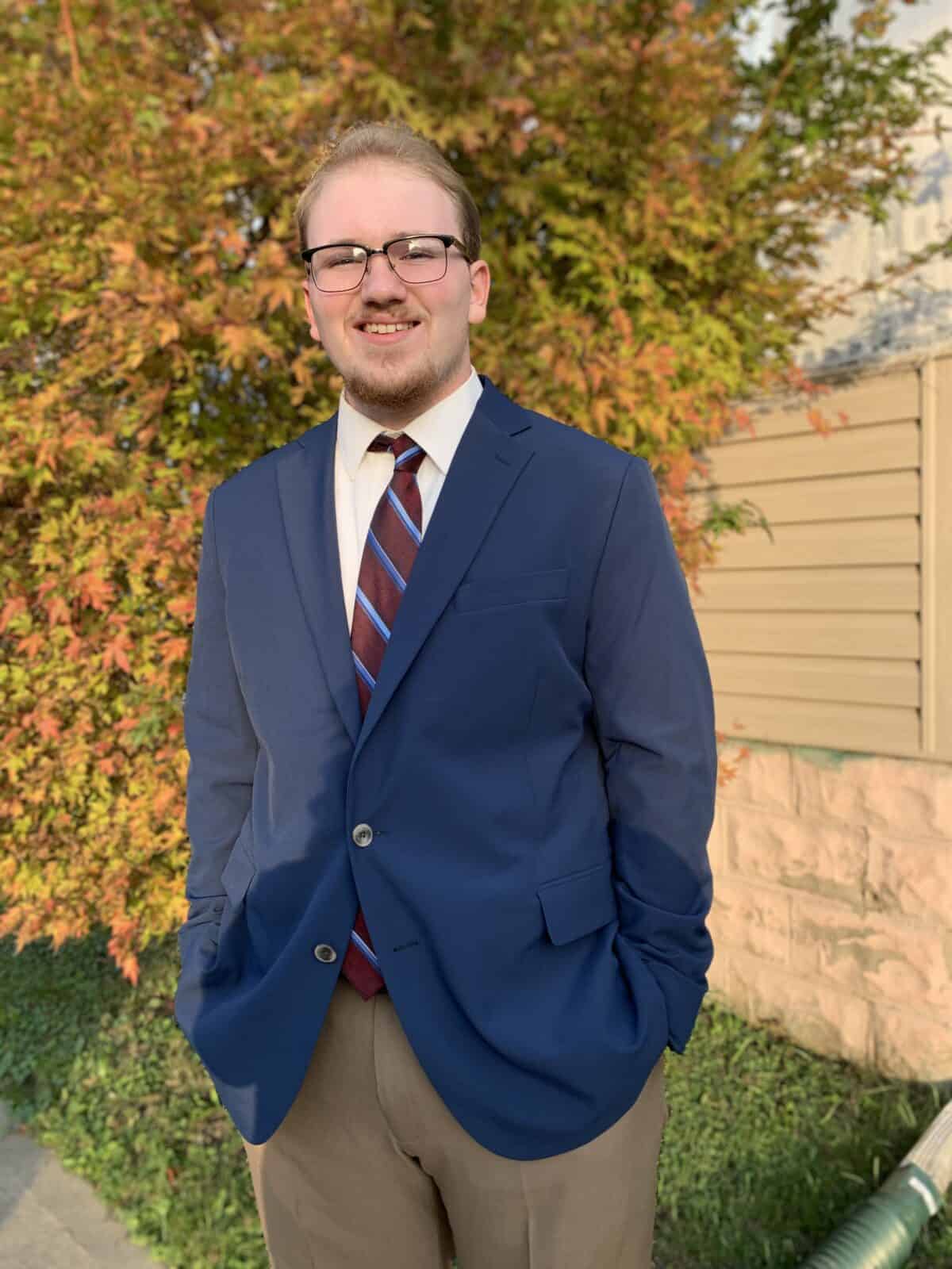 W&J Senior Jeffrey E Seabury Jr. stands and smiles.