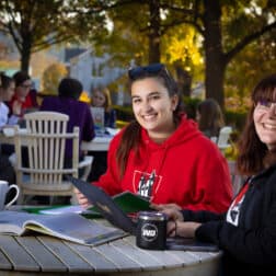 Students outside the HUB