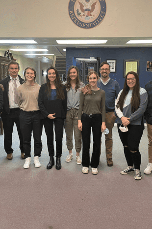 The Students of PSY 393 stand in Congressman Guy Reschenthaler’s (R-PA, D-14) District Office to lobby on behalf of various policy issues.