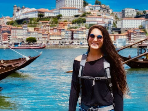 Marcy Salvidar poses in Portugal where she went to study attitudes around disability for her Magellan Project.