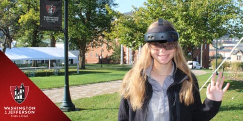 Kate Barone wearing augmented reality headset
