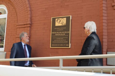Dr. Mike Crabtree, professor of psychology at W&J, is picture with his wife Mary Pillow, outside of the newly dedicated Chapel at the Washington City Mission.