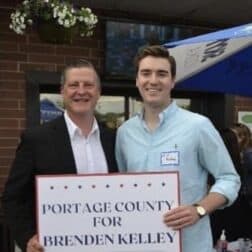 W&J Senior Nick Belofsky poses with Kurt Ruehr, the executive director of leadership with Portage County, OH.