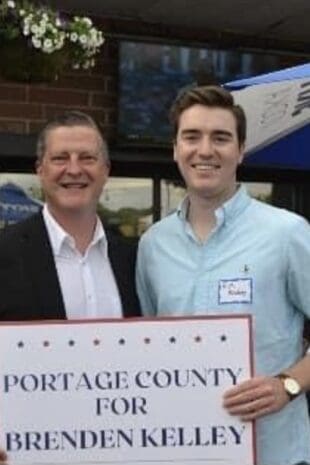 W&J Senior Nick Belofsky poses with Kurt Ruehr, the executive director of leadership with Portage County, OH.