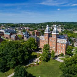 Old Main and the campus from the air