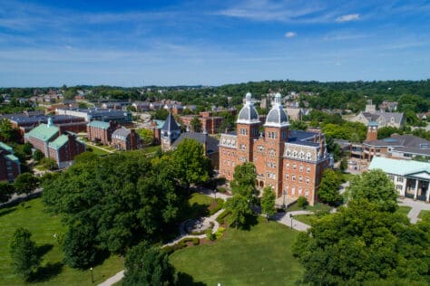 Old Main and the campus from the air