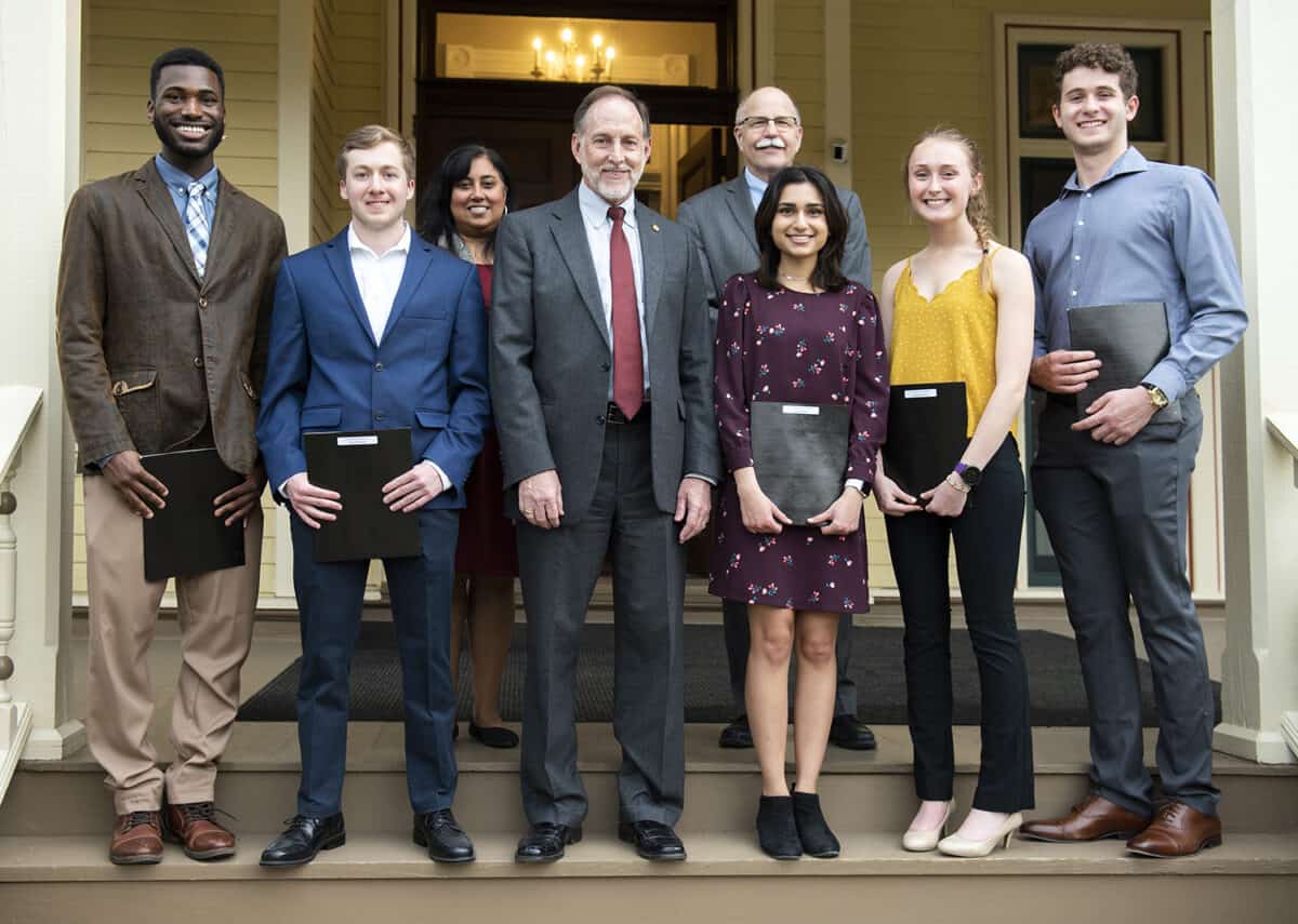 Rule Hughes and Murphy Reception The five winners of the Rule, Hughes, Murphy Award are pictured with members of the College's senior staff on the porch of the President's House.