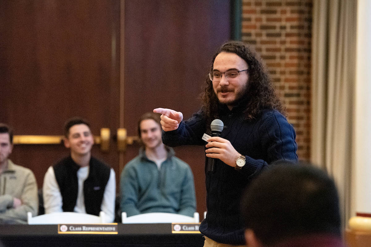 The W&amp;J Student Government Association (SGA) meeting December 8, 2019 in the Allen Ballroom of the Rossin Campus Center.