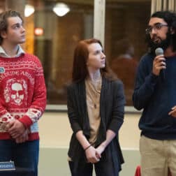 Students in Active Minds make a proposal during an SGA meeting.