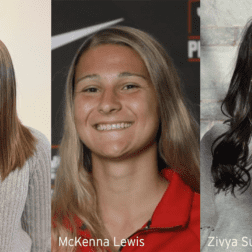 Photo of the three thematic major students. In the photo from left to right: Annalyse Friday, McKenna Lewis, and Zivya Sutton.