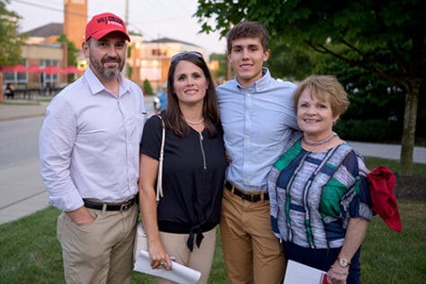 Students and parents pose for photos after the matriculation ceremony August 24, 2019 on the campus of Washington &amp; Jefferson College.
