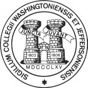 Seal of Washington & Jefferson College - two joined towers inside a circle