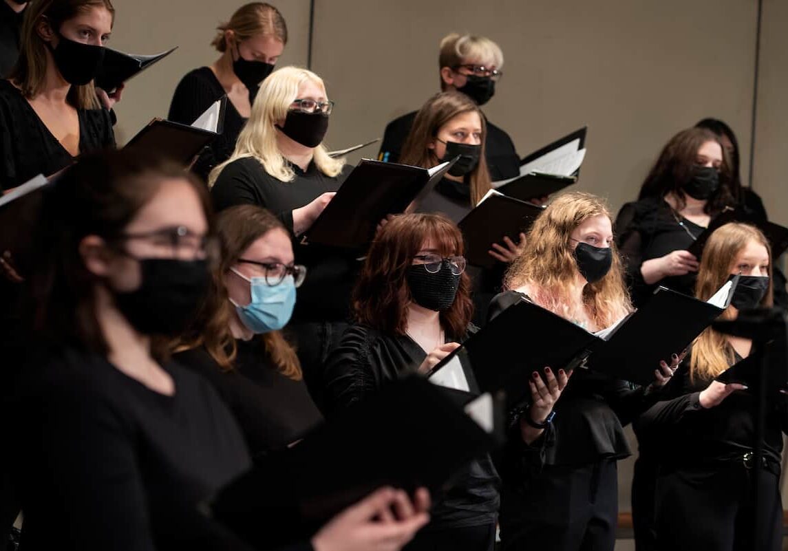 Members of the W&J choir perform during a holiday concert.