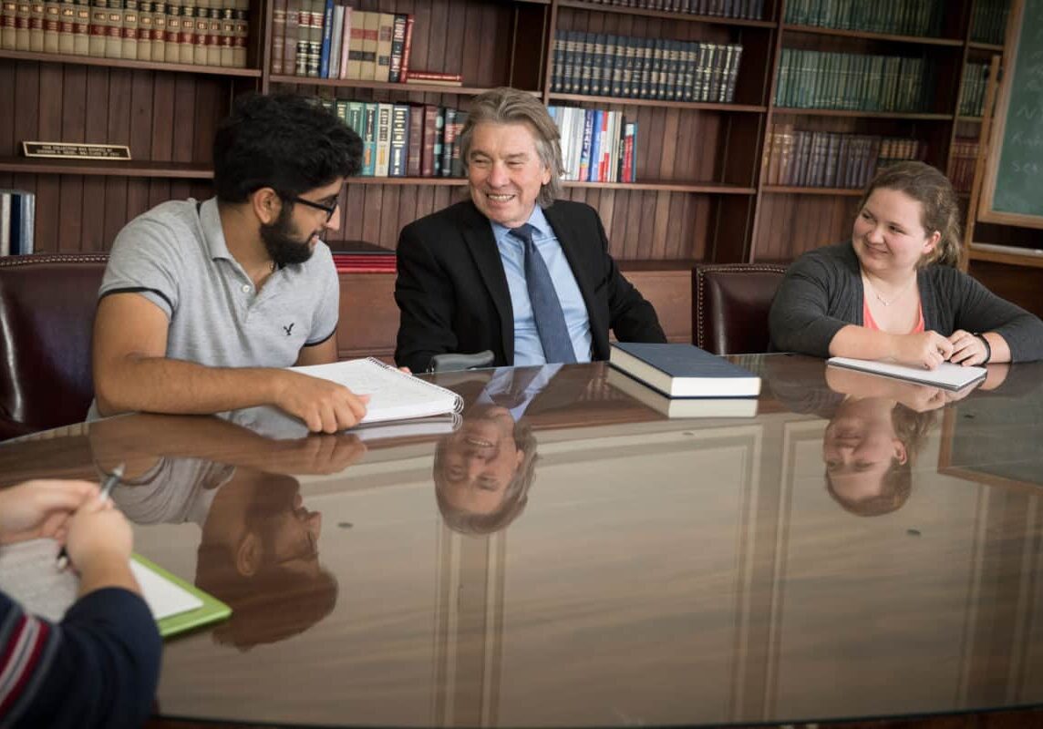 Students work with Professor of Political Science Joseph DiSarro, Ph.D., in the law library of Old Main as seen October 21, 2019 during the Creosote Affects photo shoot at Washington &amp; Jefferson College.