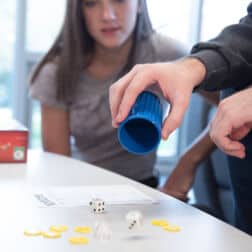 Students play games in Beau Hall as part of a photo shoot November 21, 2019 at Washington & Jefferson College.