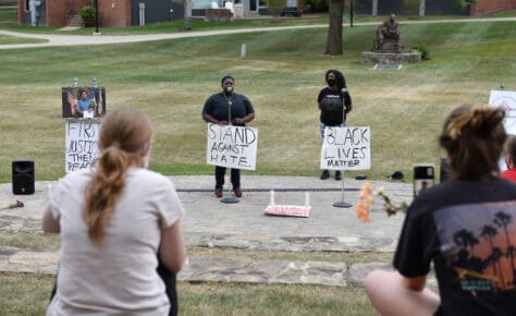 W&J’s Black Student Union hosted a Celebration of Black Lives to honor those who lost their lives to racial injustice on September 27, 2020 at the amphitheater outside of the Technology Center on the campus of Washington & Jefferson College.