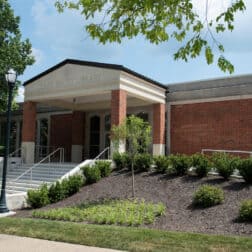 The exterior of the Clark Family Library on the campus of Washington & Jefferson College in July 2019.