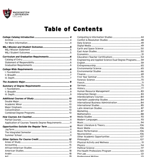 college catalog screenshot