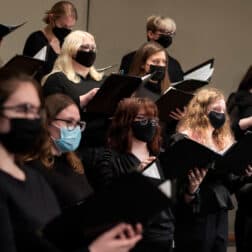 Members of the W&J choir perform during a holiday concert.