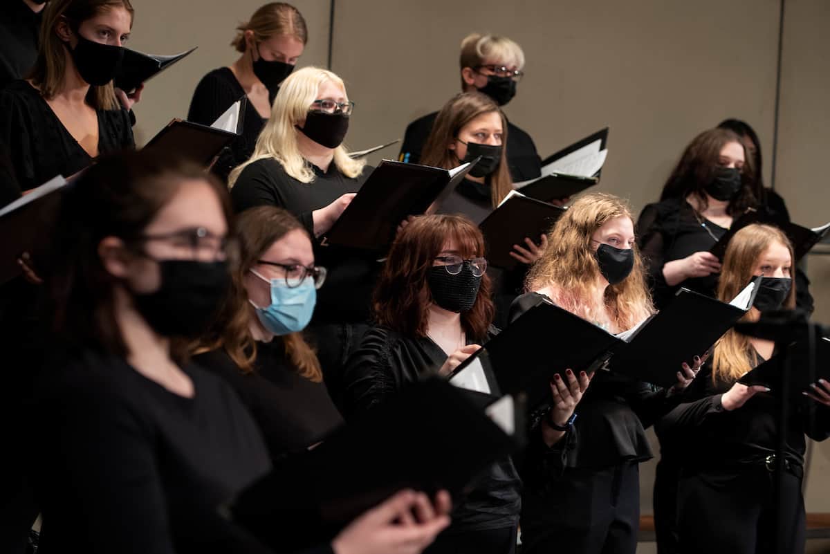Members of the W&J choir perform during a holiday concert.