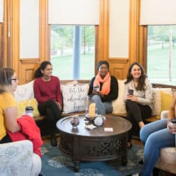 Admission counselors talk with students in the Admission House as seen October 21, 2019 during the Creosote Affects photo shoot at Washington & Jefferson College.