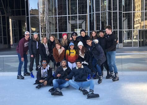 W&J international students at PPG ice rink in Pittsburgh