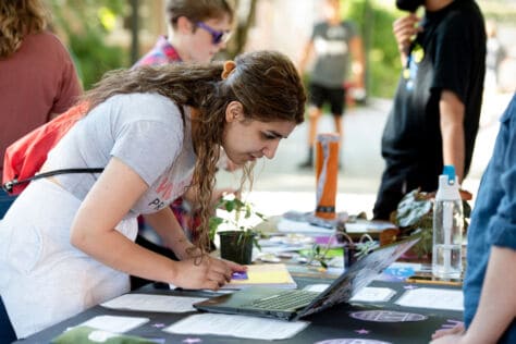 A student signs up for a club as student organizations and clubs hosted tables at the Involvement Expo August 29, 2019 at Washington & Jefferson College.