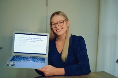 Julia Schaffer poses with a laptop