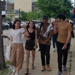 International Students walking through Washington, Pennsylvania.