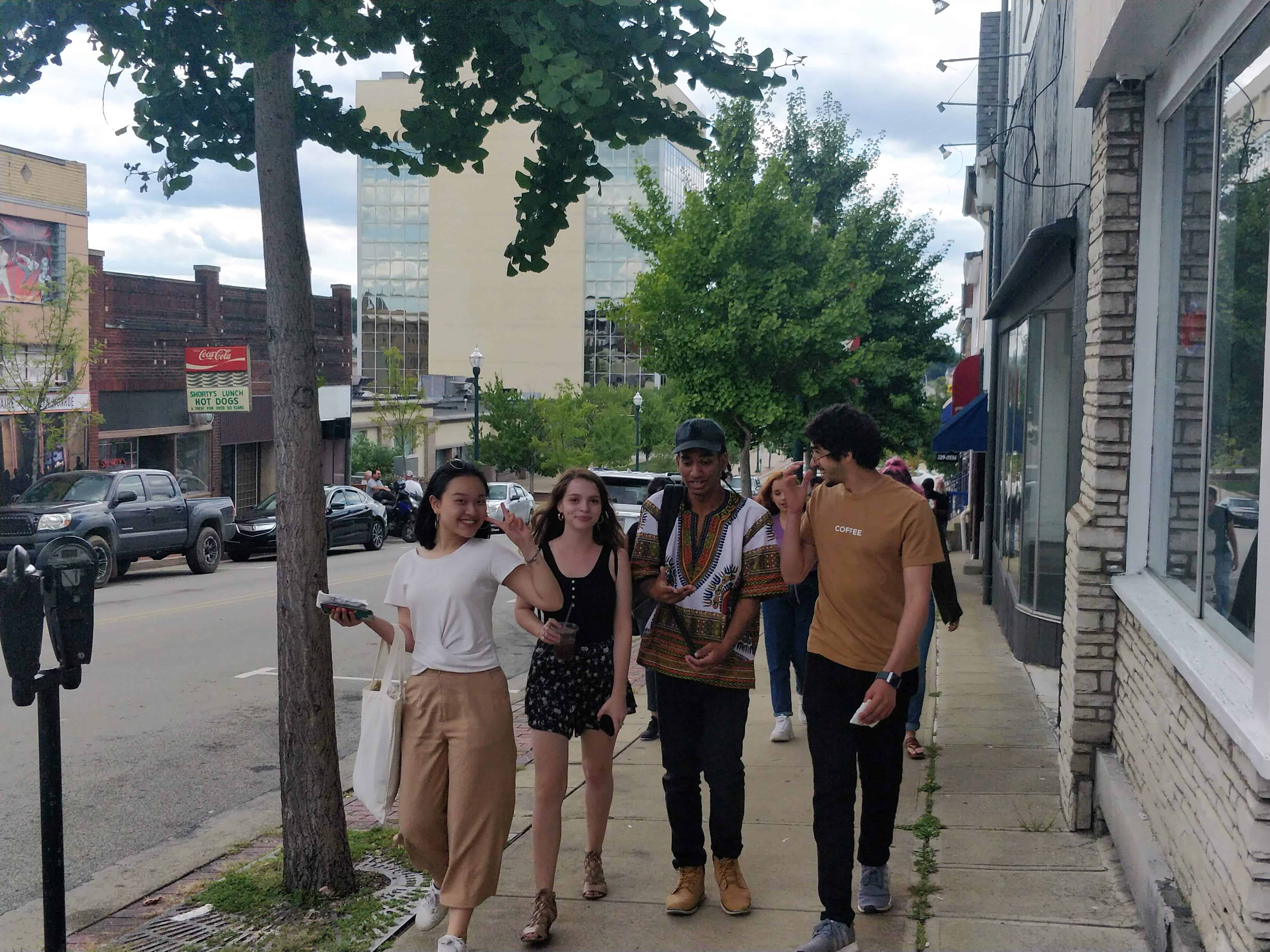International Students_Washington International Students walking through Washington, Pennsylvania.